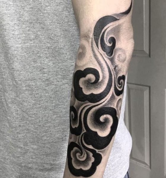 Japanese Cloud Tattoo Design on Sleeve