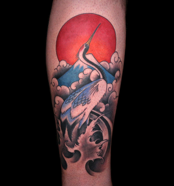 Japanese Crane Tattoo Design