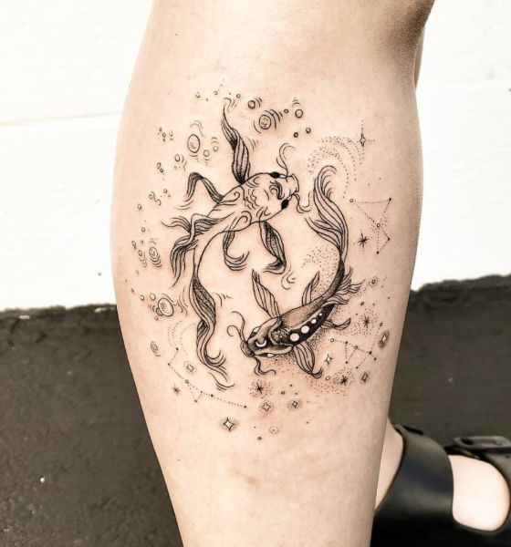 Japanese Koi Fish Tattoo Design on Leg