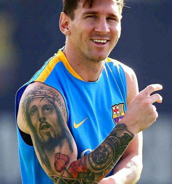 Jesus Christ Tattoo on Messi's Shoulder