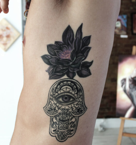 Lotus Flower Tattoo on Rib