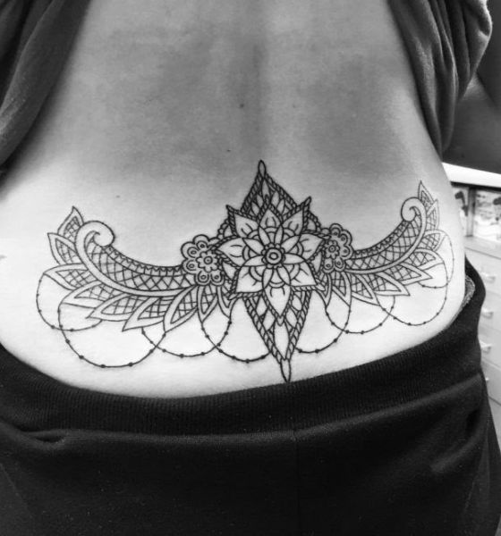 Mandala Tattoo Design on Lower Back for Women