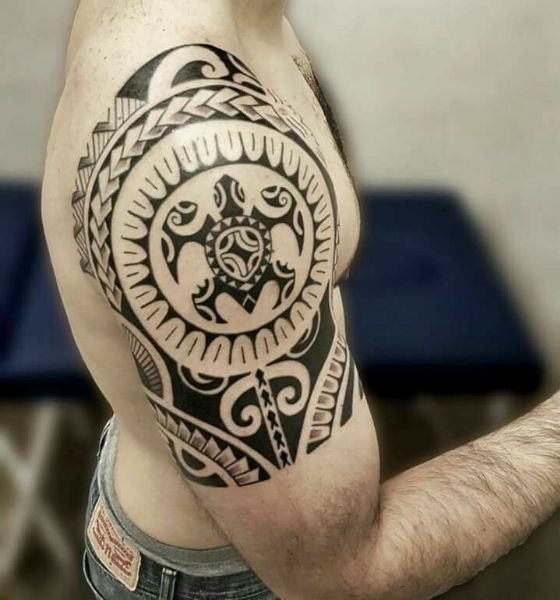 Maori Turtle Tattoo Design on Shoulder