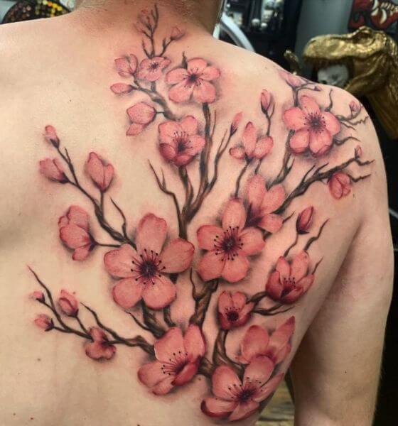 Massive Cherry Blossom Tattoo on Back