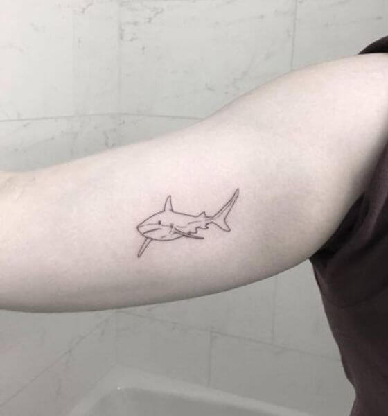 Minimalist Shark Tattoo on Bicep