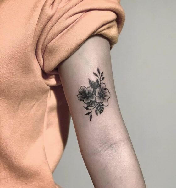 Minimalistic Japanese Cherry Blossom Tattoo