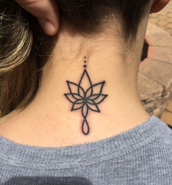 Nape Black Lotus Tattoo Design