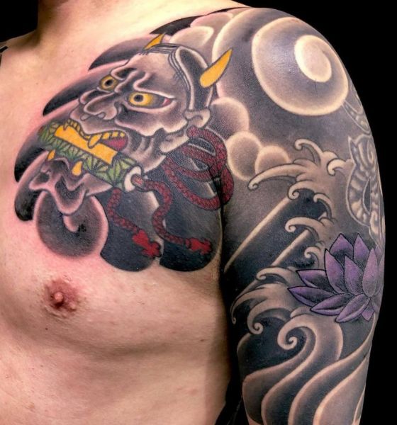 Oni Mask Tattoo Design