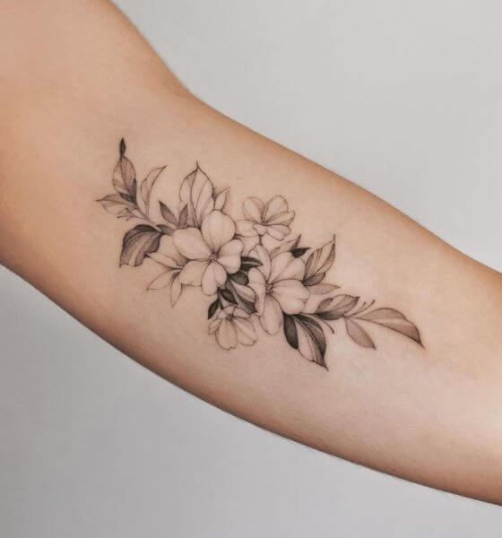 Outline Cherry Blossom Tattoo Idea