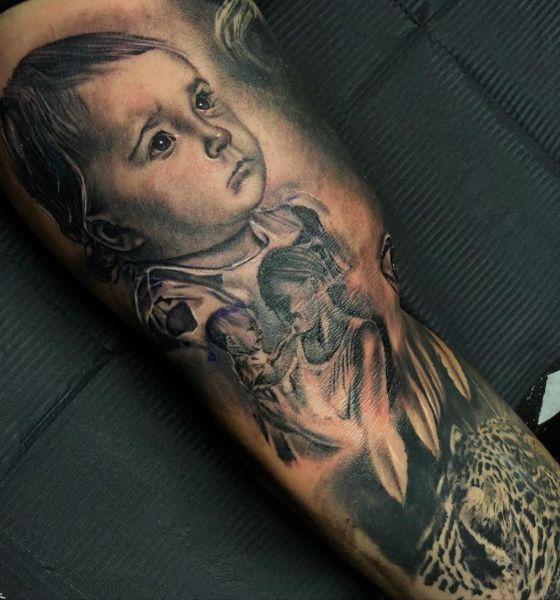 Portrait Tattoo on Inner Bicep