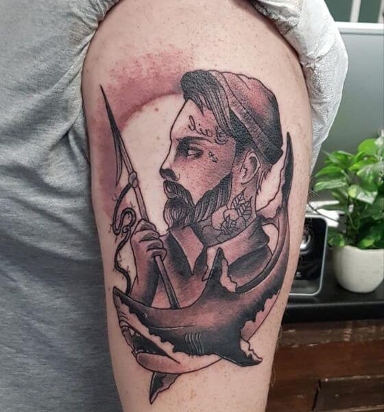 Portrait with Shark Tattoo Designs