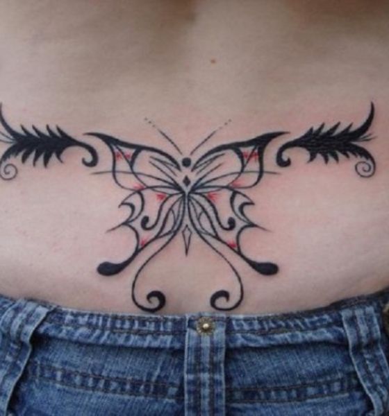 Pretty Butterfly Tattoo on Lower Back for Women