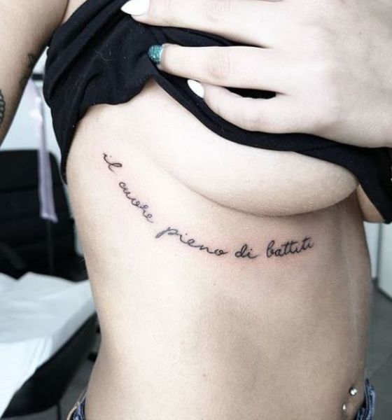 Quote Tattoo on Underboob