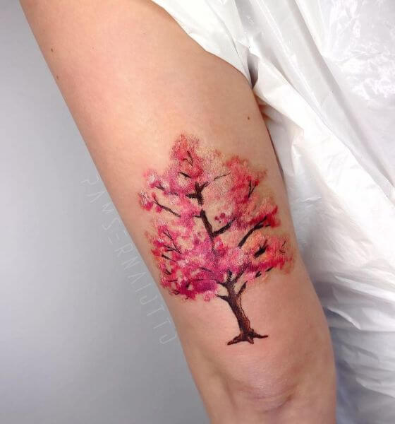 Realistic Cherry Blossom Tattoo