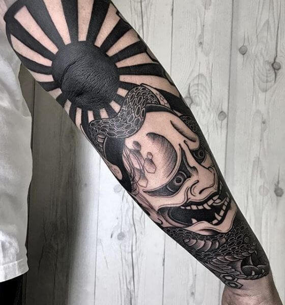 Rising Sun Tattoo on Full Sleeves