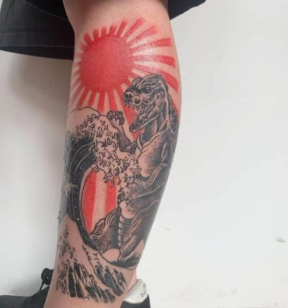 Rising Sun Tattoo on Leg