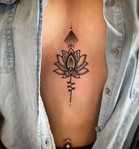 Rose Tattoo on Sternum