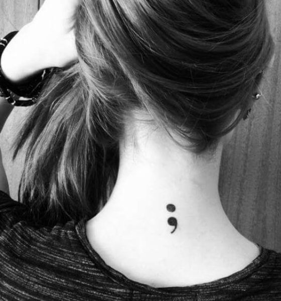 Semicolon Tattoo Designs on Nape for Women