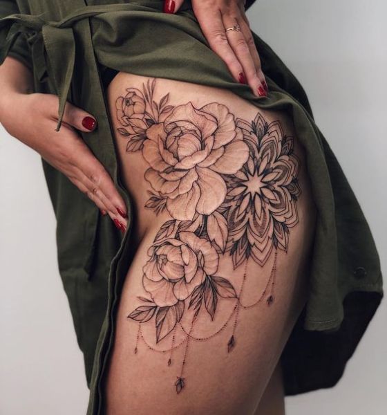 Sexy Flower Tattoo Design for Women