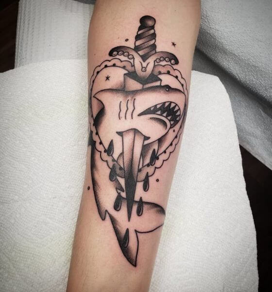 Shark with Sword Tattoo Designs