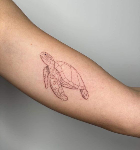 Simple Sea Turtle Tattoo on Sleeve