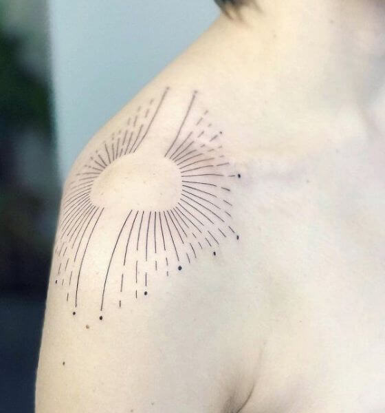 Simple sun rising tattoo