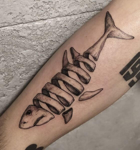 Skeleton Shark Tattoo Design