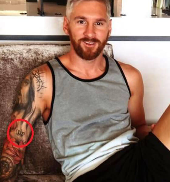 Small Crown Tattoo on Messi's Bicep