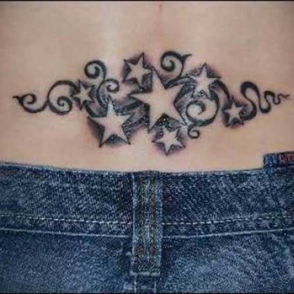 Star Tattoo Design on Lower Back for Women