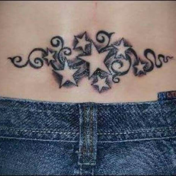 Star Tattoo Design on Lower Back for Women