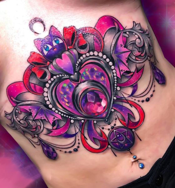 Sternum Tattoo Designs for Women