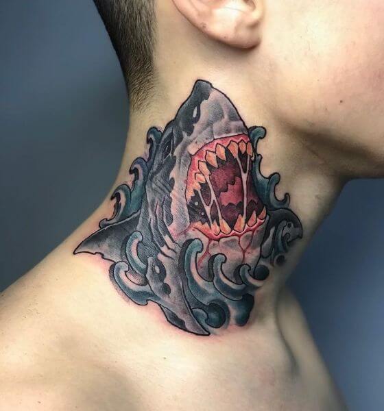Stunning Shark Tattoo on Neck