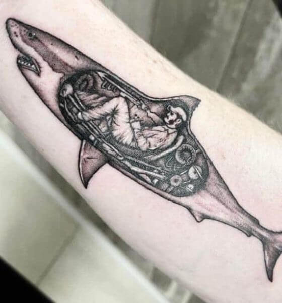 Submarine Shark Tattoo Design