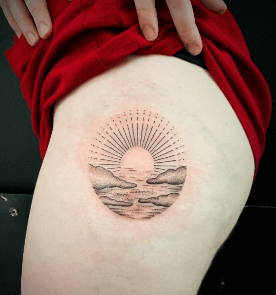 Sun rising tattoo design
