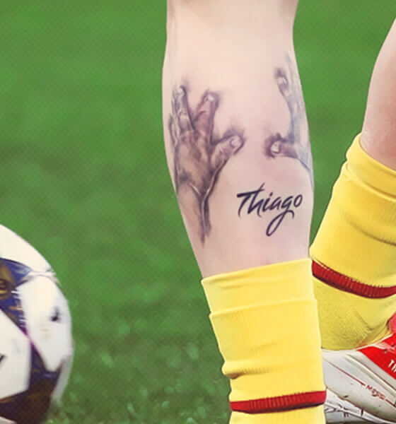 Thiago's Tattoo on Messi's Calf