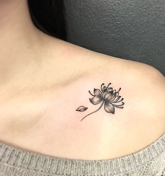 Tiny Black Lotus Tattoo Design for Women