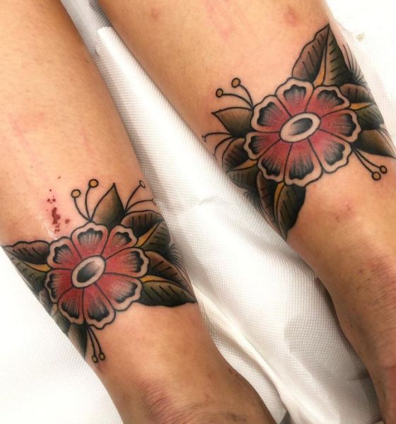 Traditional Classic Red Flower Tattoo Design