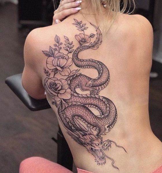 Traditional Dragon Tattoo Design for Women