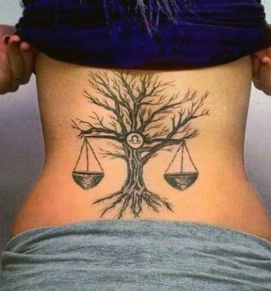 Tree Tattoo Design on Lower Back for Women
