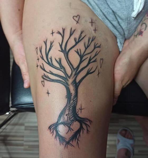 Tree of Life Tattoo on Thigh
