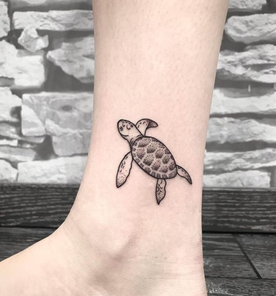 Turtle Tattoo on Ankle