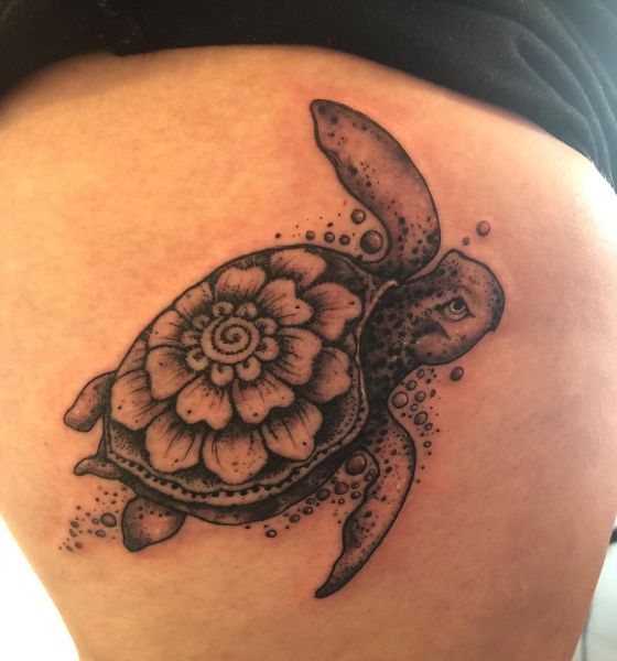 Turtle Tattoo on Thigh
