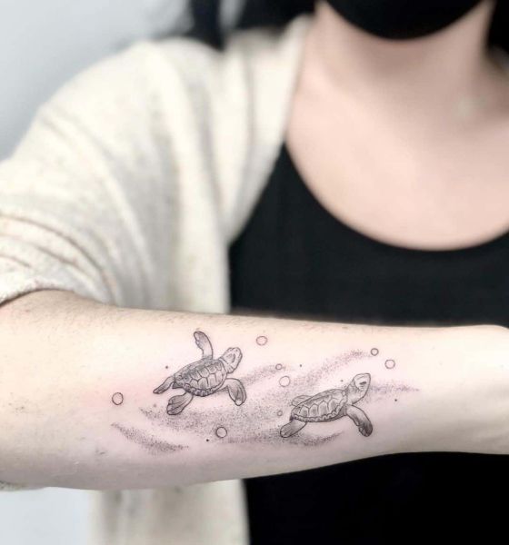 Two Turtle Baby Tattoo Design