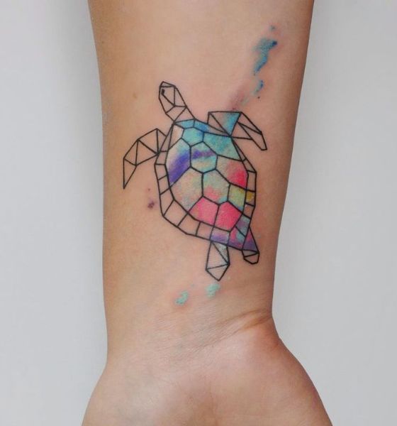 Watercolor Turtle Tattoo Design