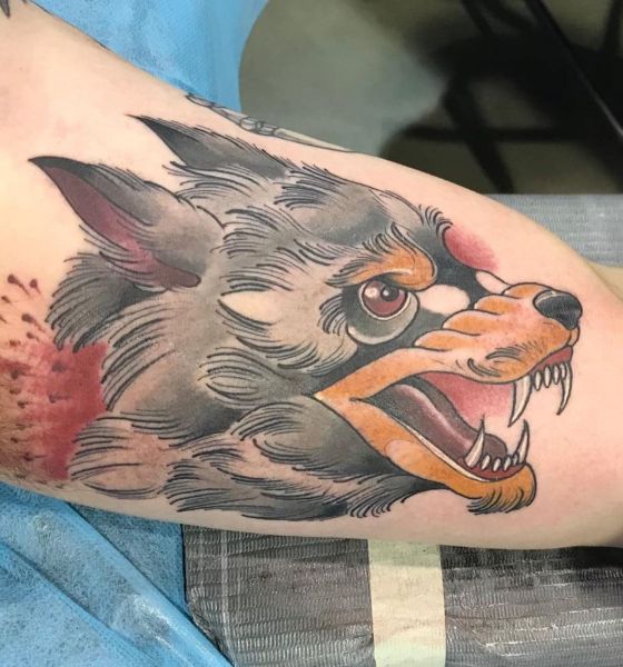 Wolf Tattoo Design on Inner Bicep