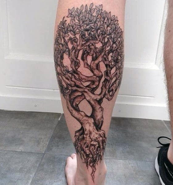 Wonderful Tree Of Life Tattoo on Calf