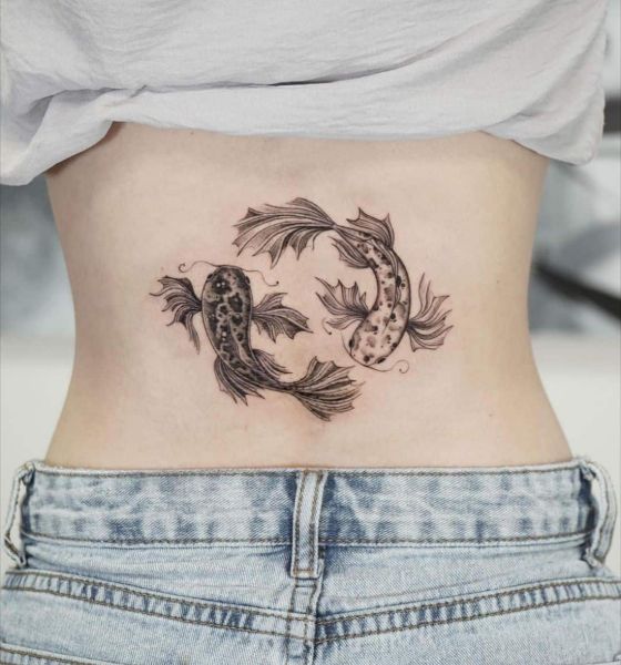 Ying and Yang Tattoo on Lower Back for Women