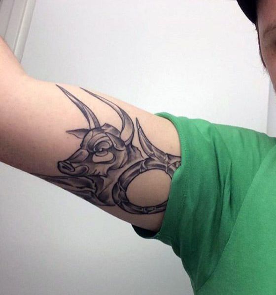 Zodiac Sign Tattoo Design on Inner Bicep