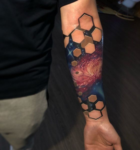 3D Galaxy Tattoo Design on Forearm