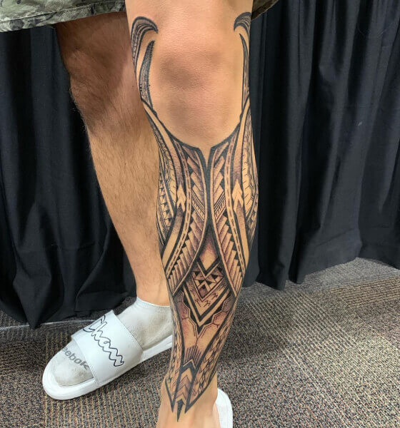 Amazing Tattoo Design on Calf for Men